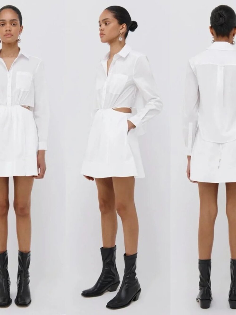 Jonathan SIMKHAI Shaelyn Mini Shirt Dress in White Poplin - Cutouts Summer 6 - Picture 2 of 12